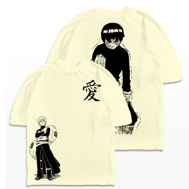 Camiseta Oversized Unissex Gaara x Rock Lee