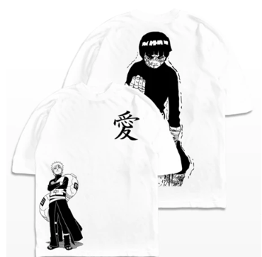 Camiseta Oversized Unissex Gaara x Rock Lee